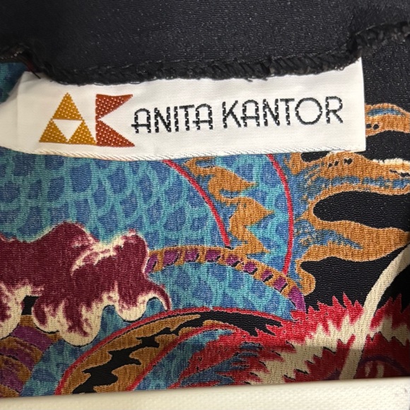 Vintage Anita Kantor 70s / 80s Black Midi Wrap Dress Asian Dragon Print Small - Picture 5 of 14